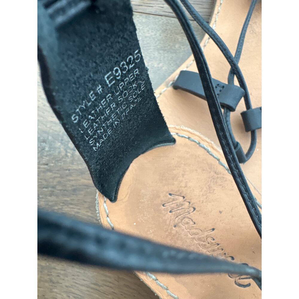 Madewell Boardwalk Leather Lace-Up Gladiator Flat Sandals Black Women's Size 6.5 - Picture 6 of 8